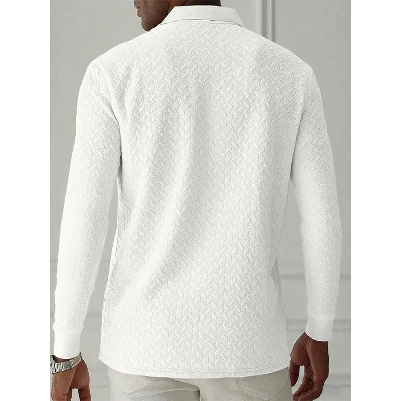 Men Long Sleeve Business Casual Polo Shirt