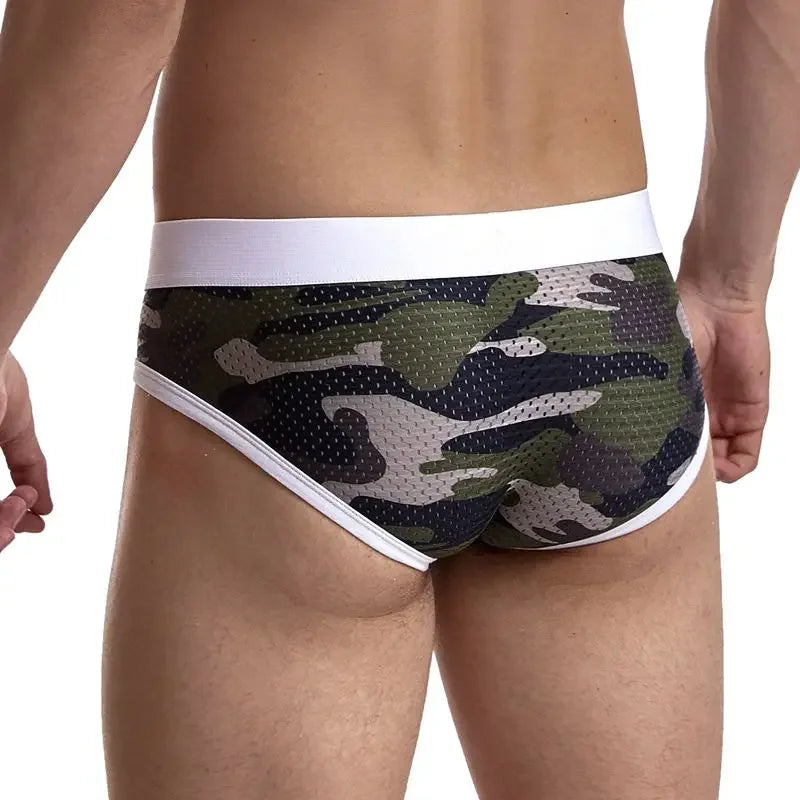 Low Rise Mesh Camouflage Underwear for Men