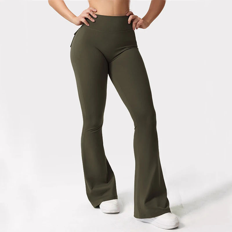 Women Wide Leg Yoga Leggings High Stretch with Pockets Fitness Pants