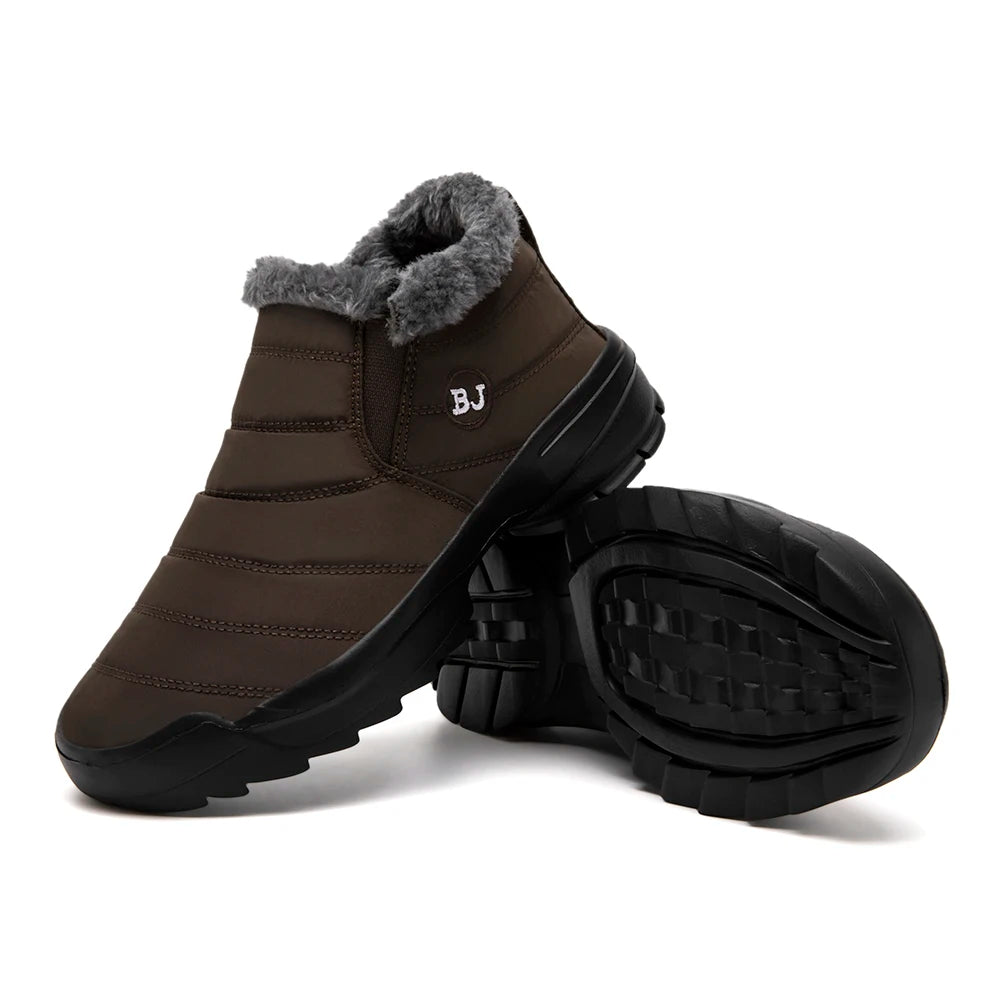 Men's Snow Boots, Winter Warm Shoes, Fuzzy Lining Windproof Hiking Boots, Winter Insulated Shoes, Fuzzy Lining Windproof Hiking Boots