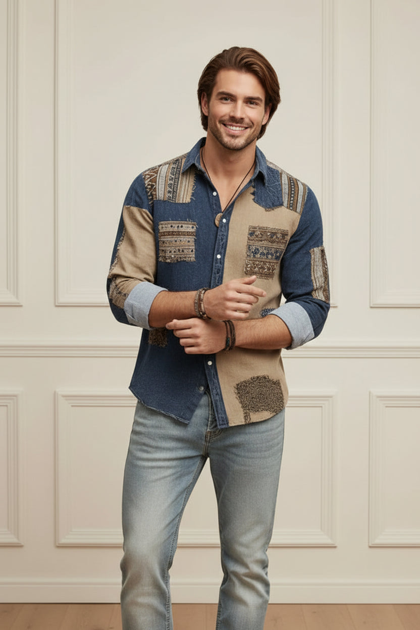 Men Leopard Print Vintage Casual Shirt