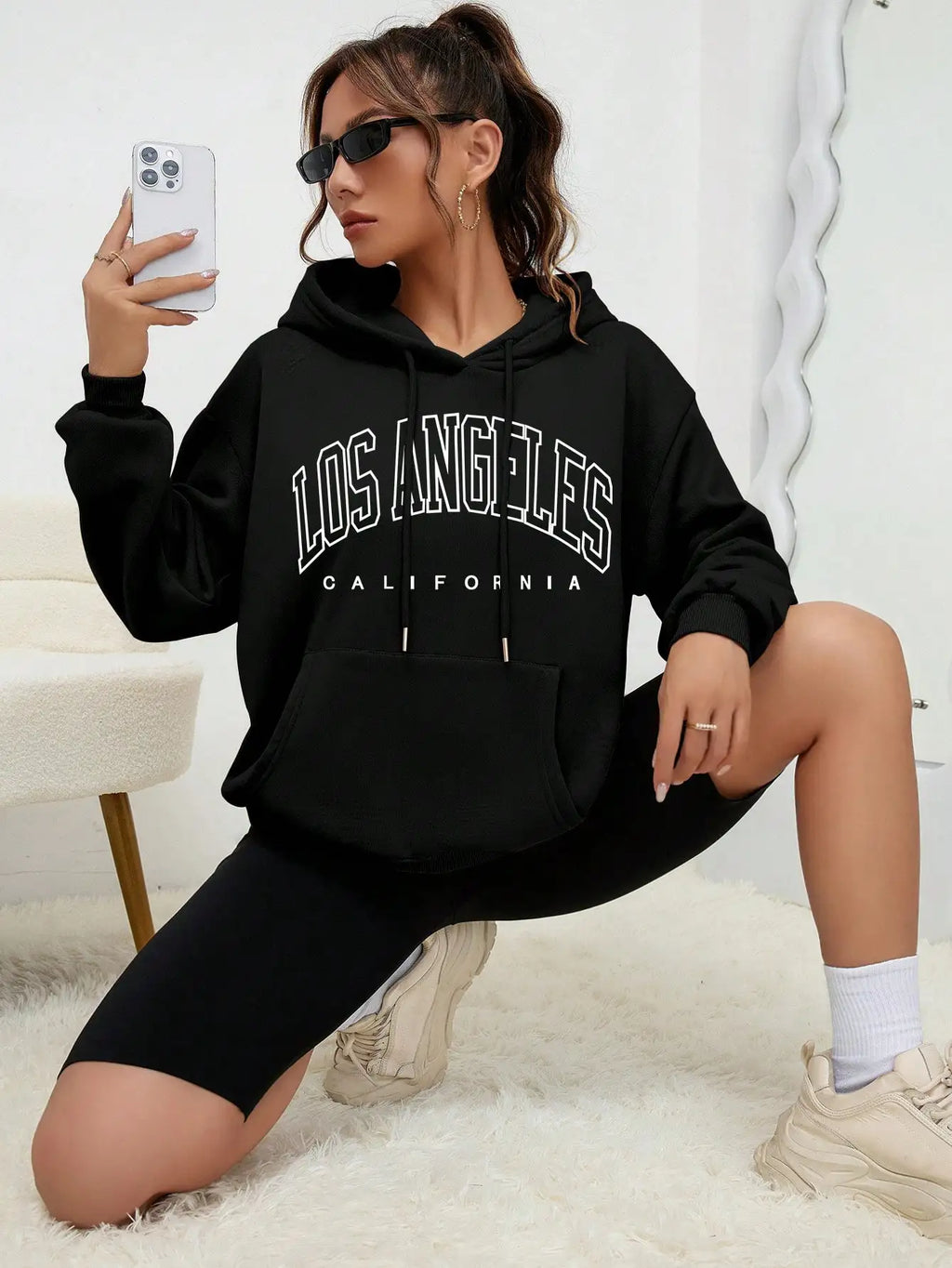 Women Los Angeles Graphic Hoodie Activewear Sweatshirt