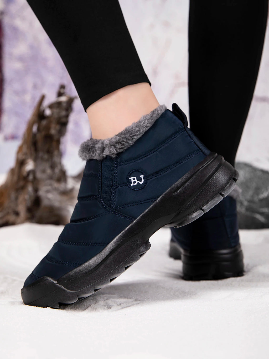 Men's Snow Boots, Winter Warm Shoes, Fuzzy Lining Windproof Hiking Boots, Winter Insulated Shoes, Fuzzy Lining Windproof Hiking Boots