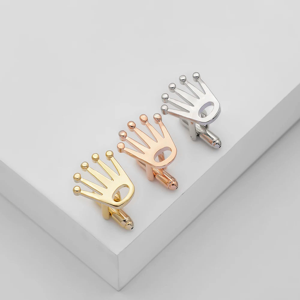 Men Crown Brass Cufflinks Modern Jewelry