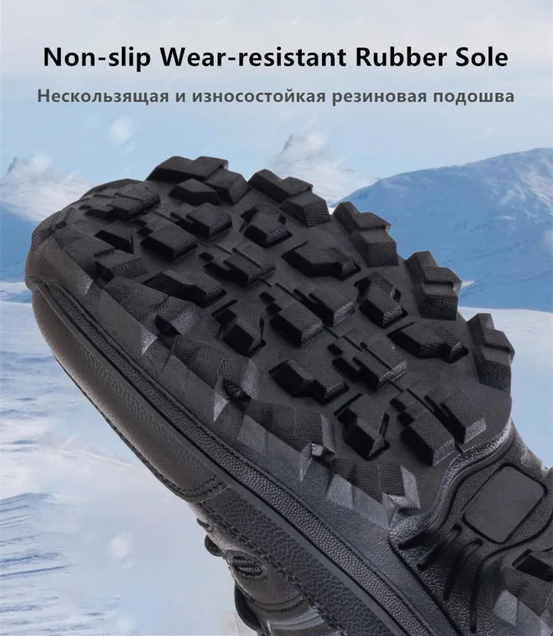 Men Winter Men Snow Boots Super Warm Men Hiking Boots High Quality Waterproof Leather Men's Boots Outdoor Motorcycle Boots