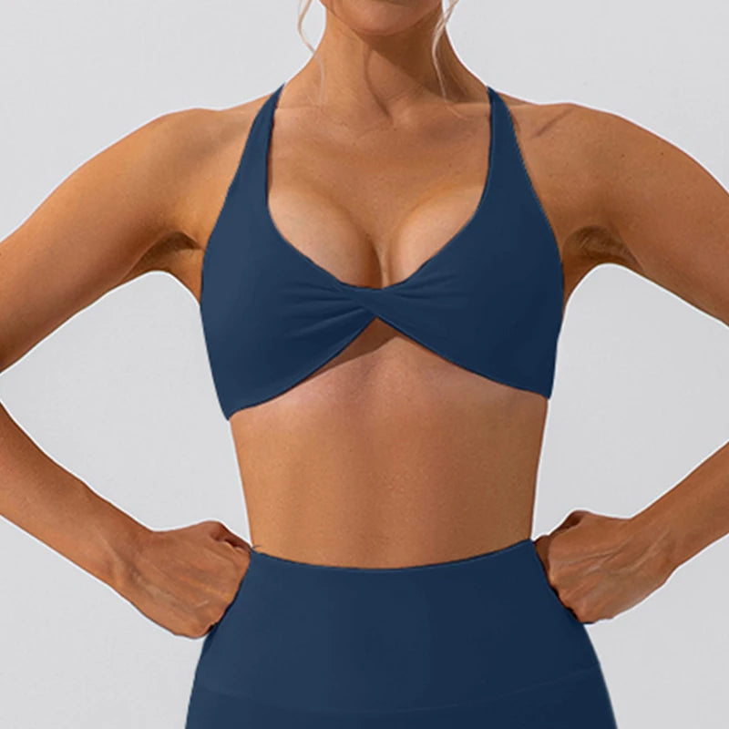 Women Crease Sports Bra Breathable Yoga Fitness Top