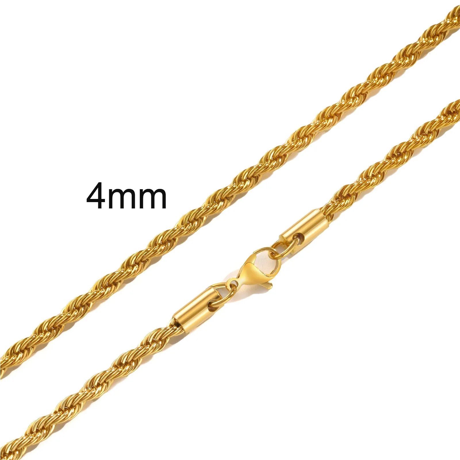 Men Twisted Rope Chain Necklace Jewelry