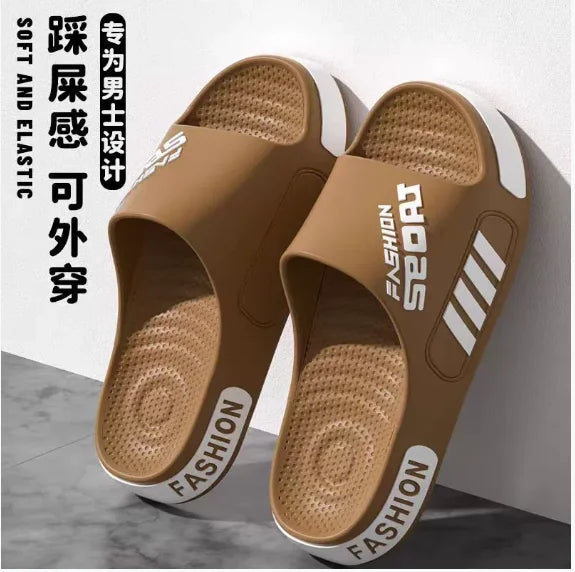 Big Size 36-45 Men Slippers Summer Flat Sole Home Slippers For Women Man Open Toe Trend Slides Couple Light Beach Shoes Sandals