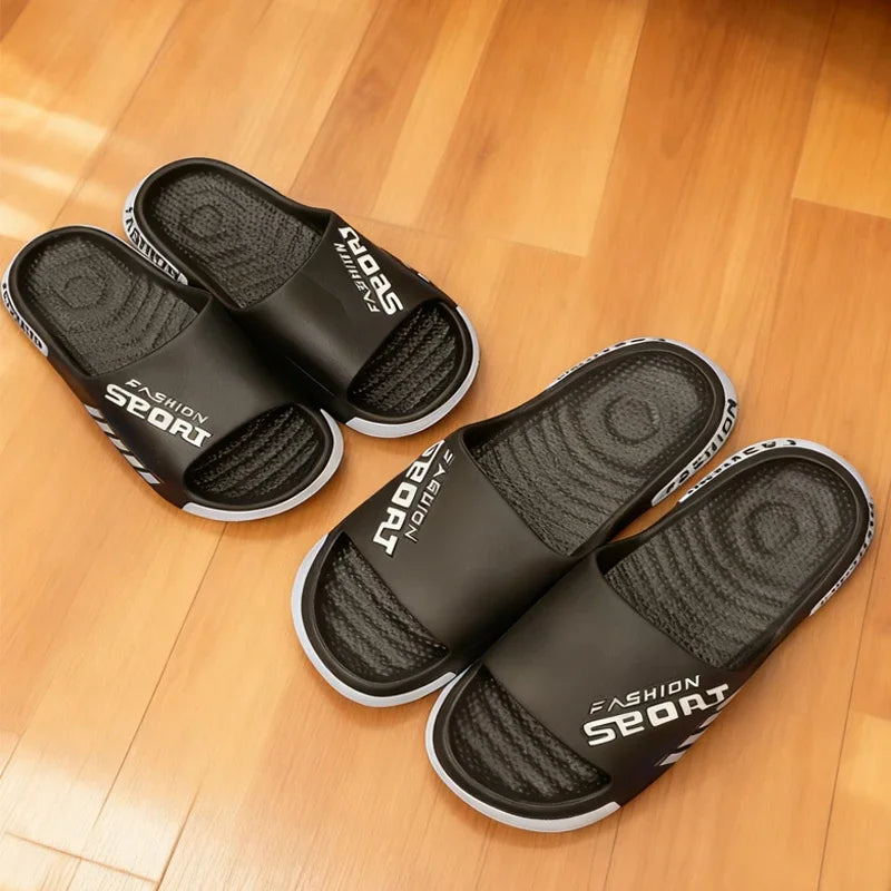 Big Size 36-45 Men Slippers Summer Flat Sole Home Slippers For Women Man Open Toe Trend Slides Couple Light Beach Shoes Sandals
