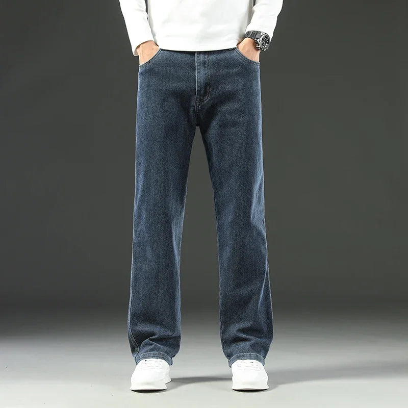 Men Business Casual Wide Leg Jeans