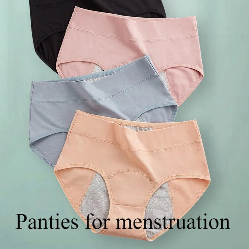 High Waist Leak Proof Cotton Menstrual Period Underwear for Women