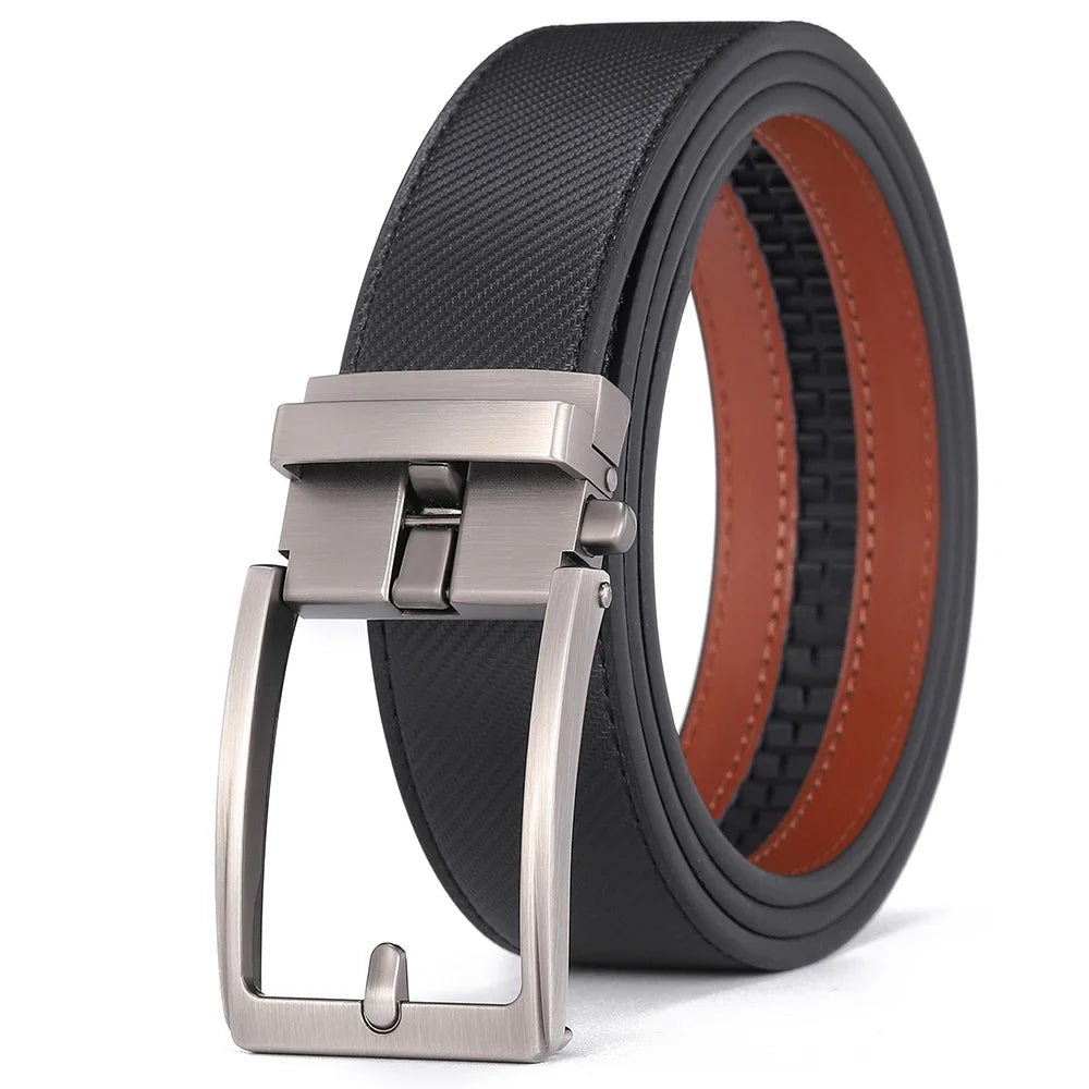 Men Luxury Genuine Leather Automatic Buckle Belt