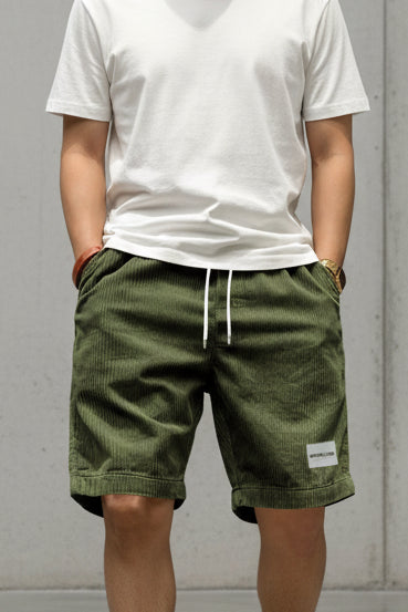 Men Vintage Corduroy Cargo Shorts