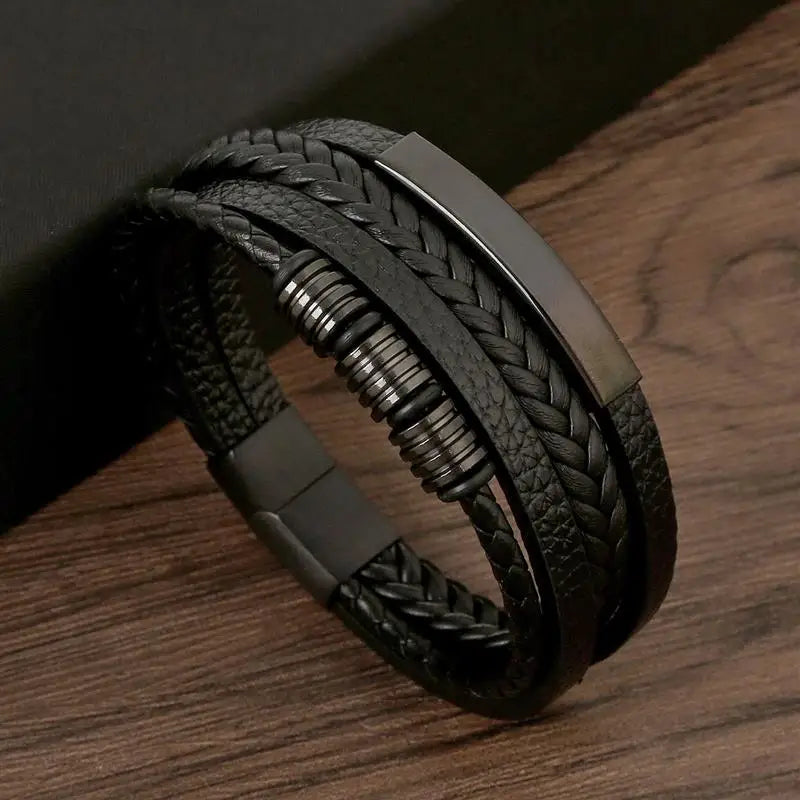 Men Multi Layer Handwoven Leather Bracelet Fashion Jewelry