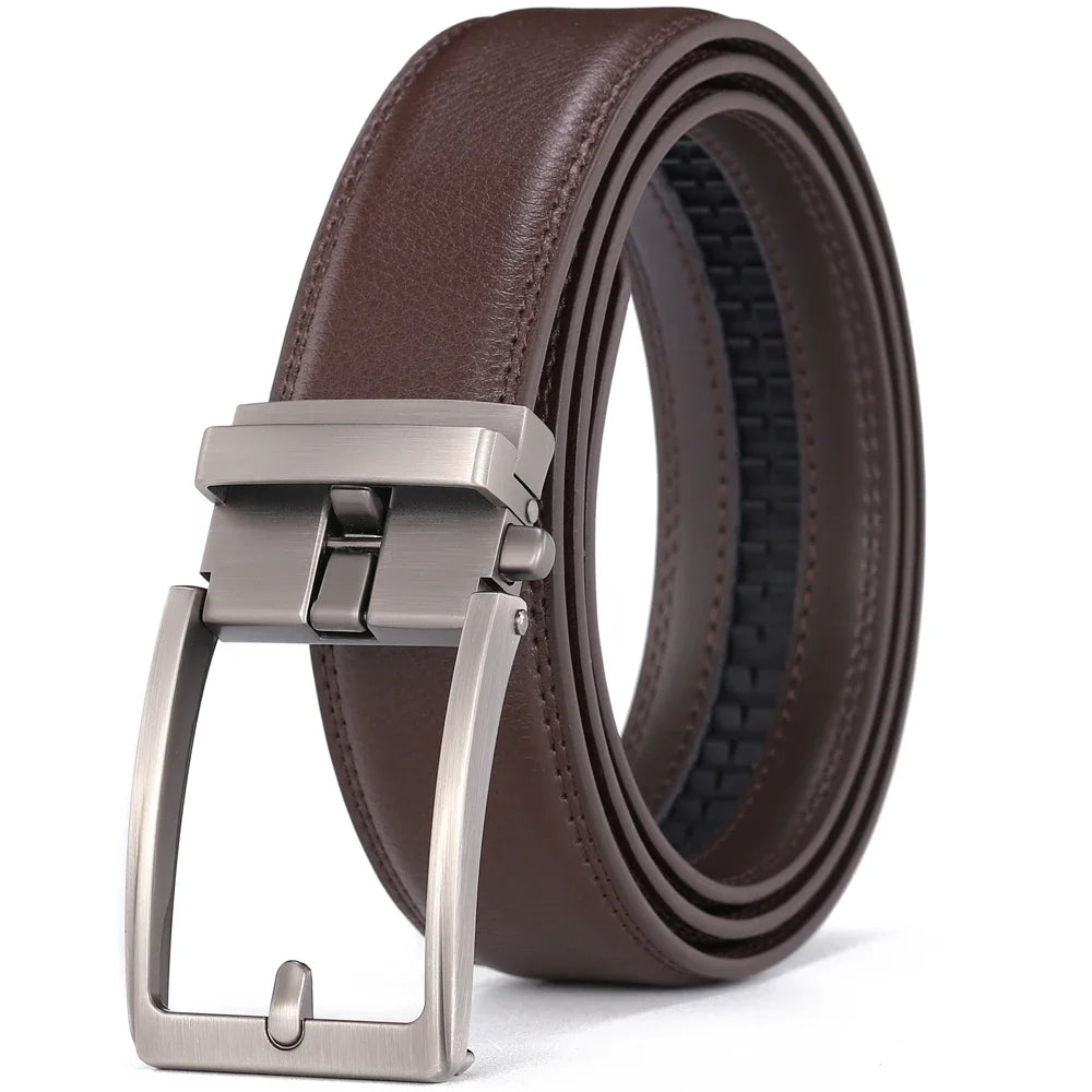 Men Luxury Genuine Leather Automatic Buckle Belt