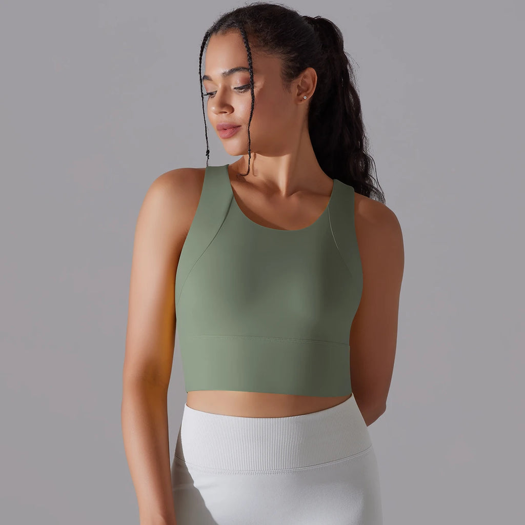 Women Nylon Sports Elastic Crop Top