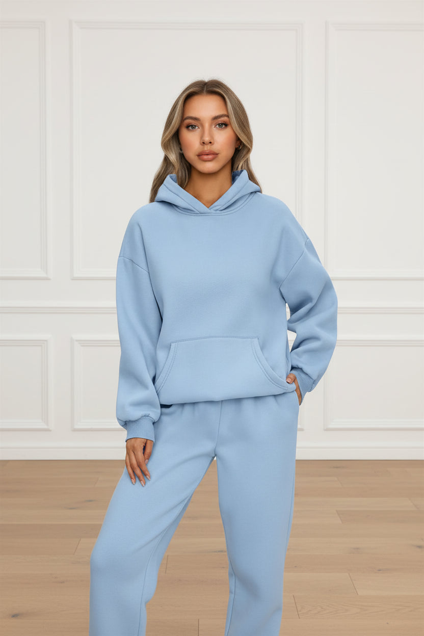 Women Solid Color Pullover Hoodie Sweatshirt