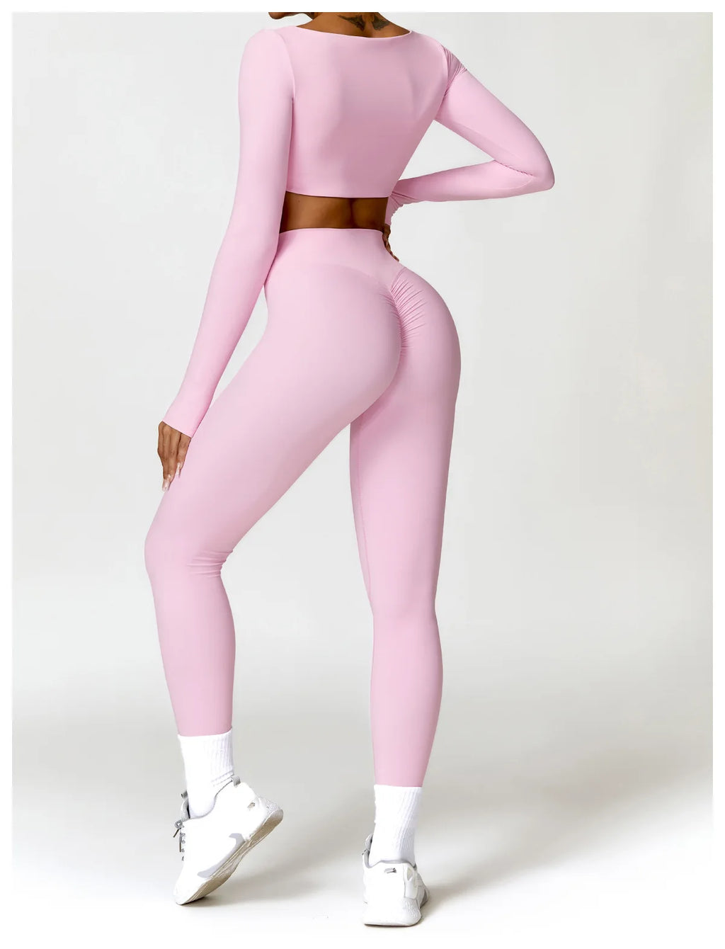 Women 2 Piece Yoga Set Long Sleeve Sports Top and Leggings