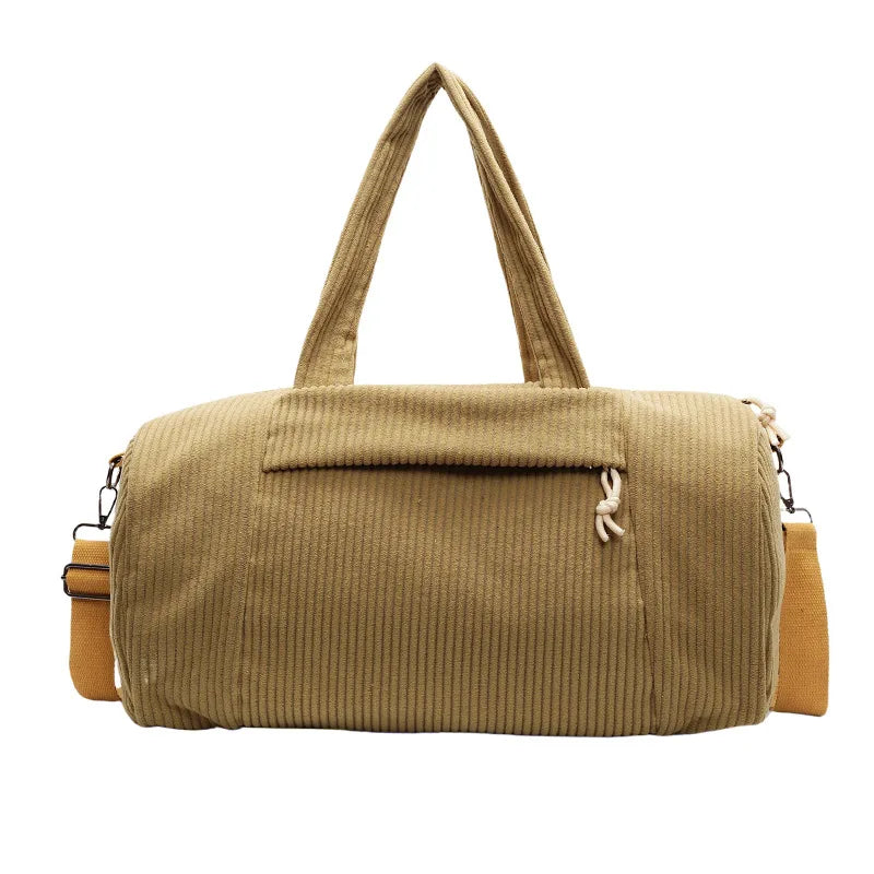 Large Capacity Corduroy Travel Duffle Shoulder Bag for Women