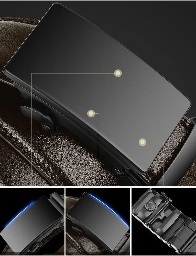 Men PU Leather Waist Automatic Buckle Belt