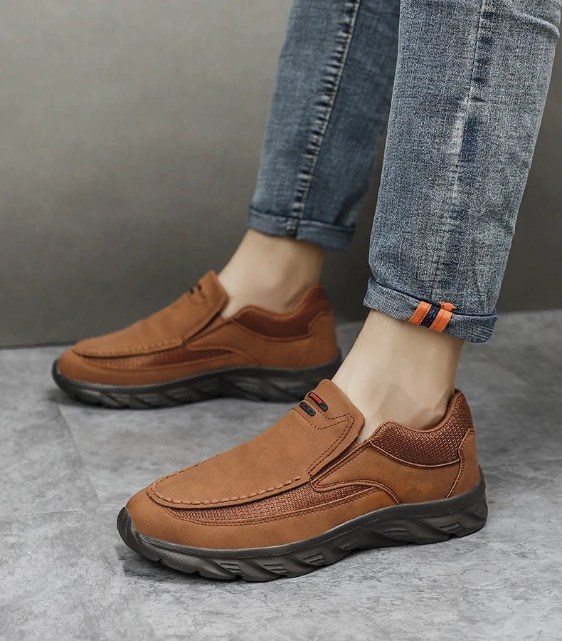 Men Leather Casual Shoes Breathable Loafers