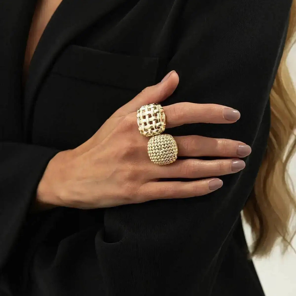 Women Vintage Geometric Adjustable Open Ring Set Jewelry