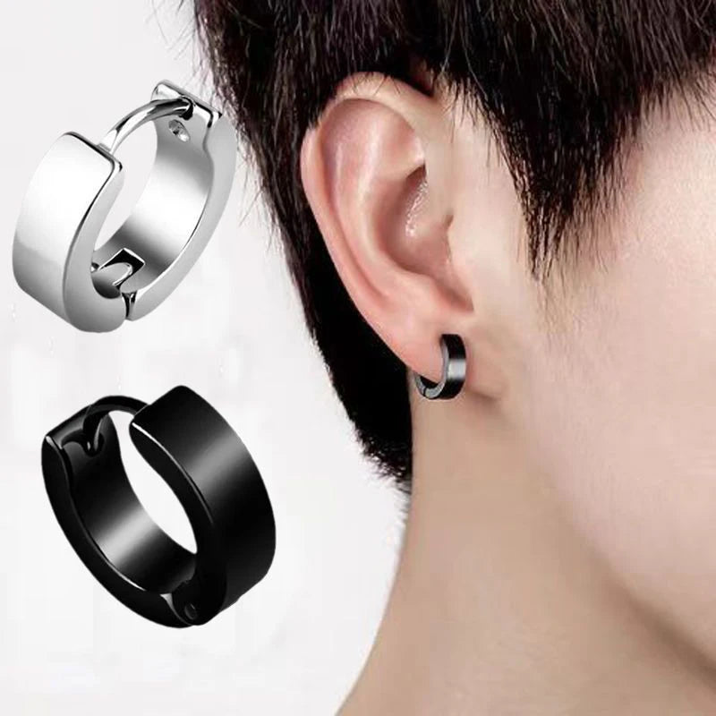 Men Stainless Steel Punk Hoop Earrings