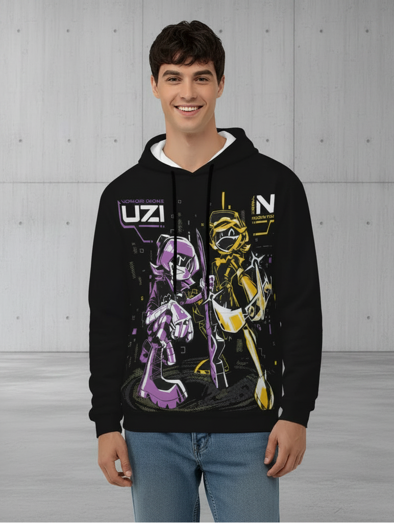 Men Murder Drones Graphic Pullover Hoodie