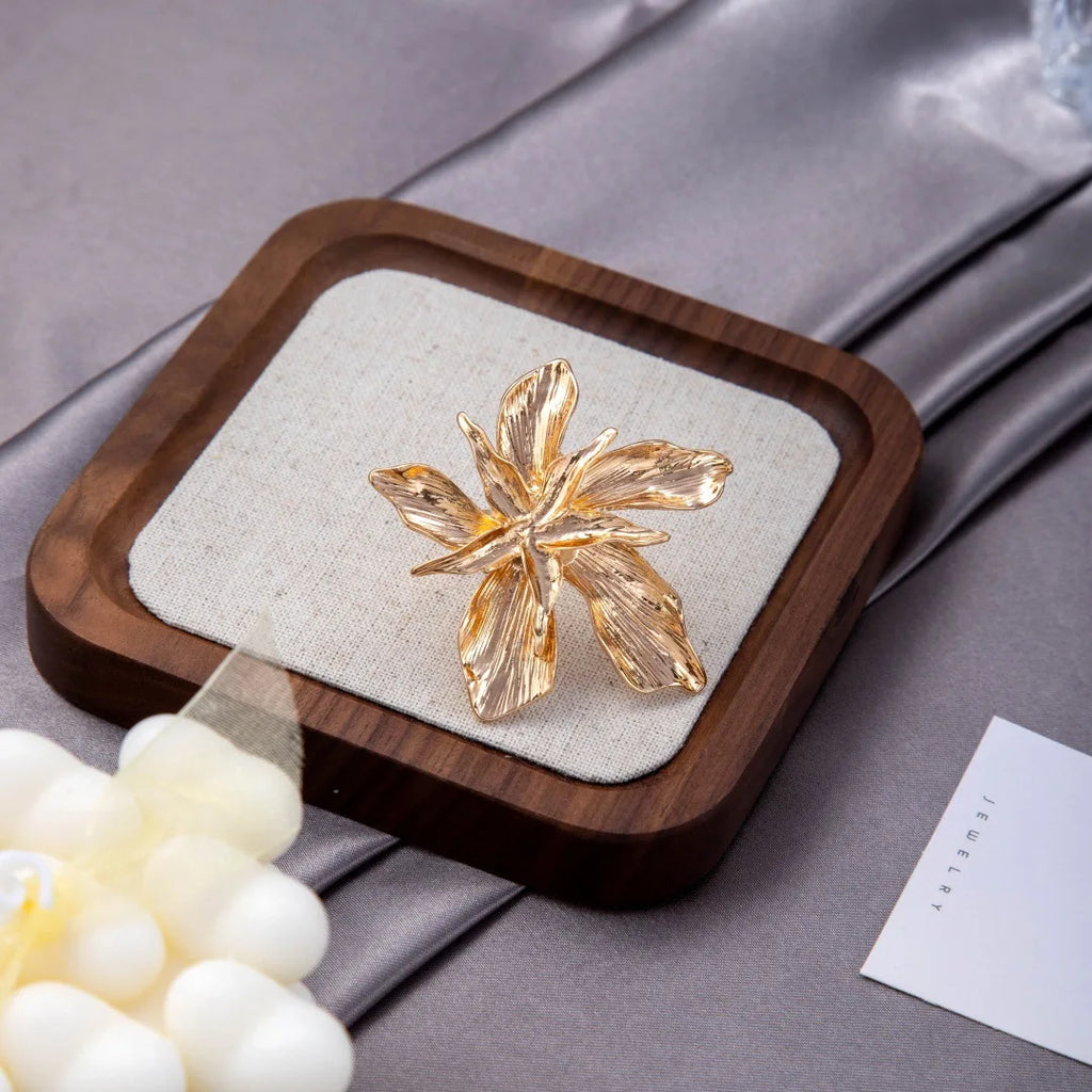 Women Double Layer Flower Adjustable Statement Ring Jewelry