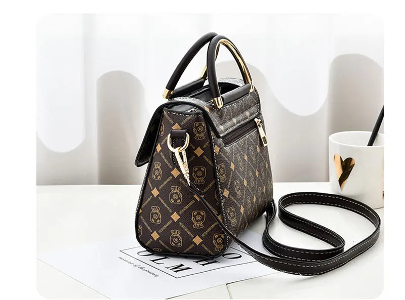 Luxury Monogram Leather Shoulder Tote Bag for Women