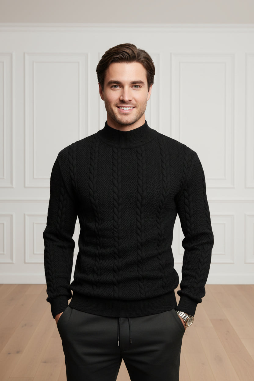 Men High Collar Knit Sweater