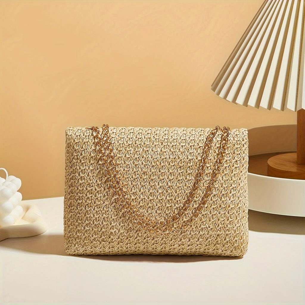 Woven Straw Shoulder Crossbody Bag for Women