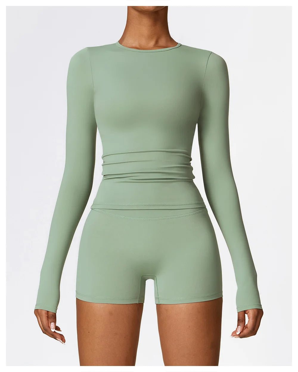 Women Long Sleeve Crop Yoga Top Quick Dry Fitness Shirt