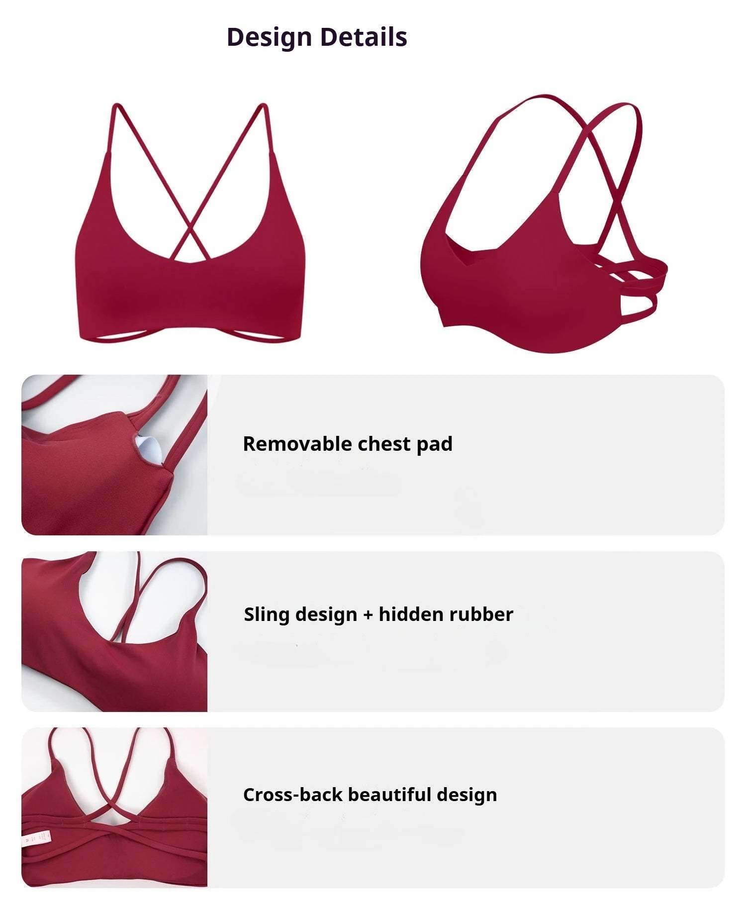 Women High Support Cross Back Push Up Sports Bra