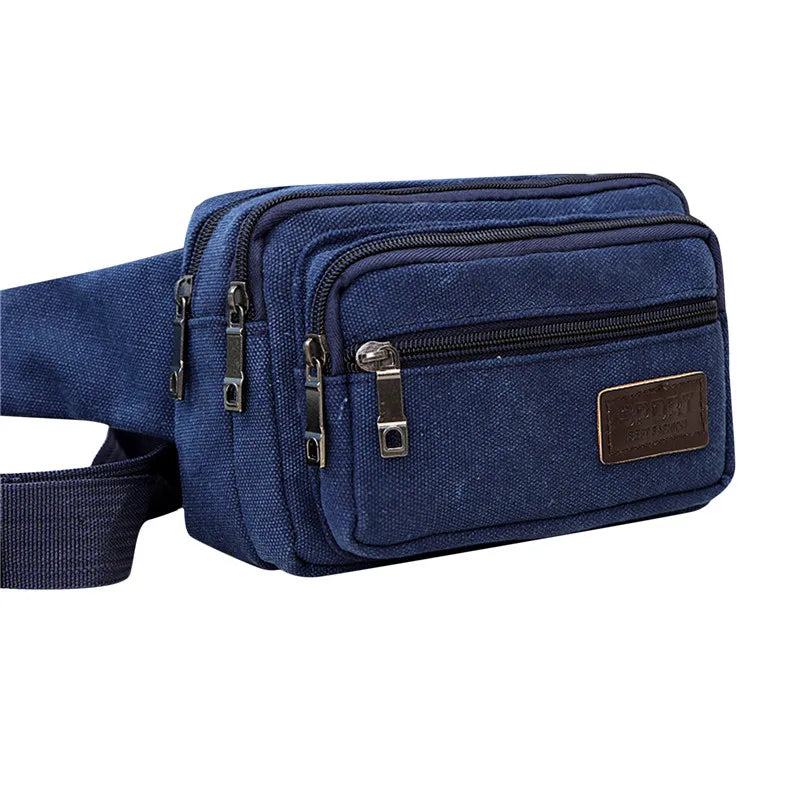 High Capacity Canvas Sports Waist Bag for Men