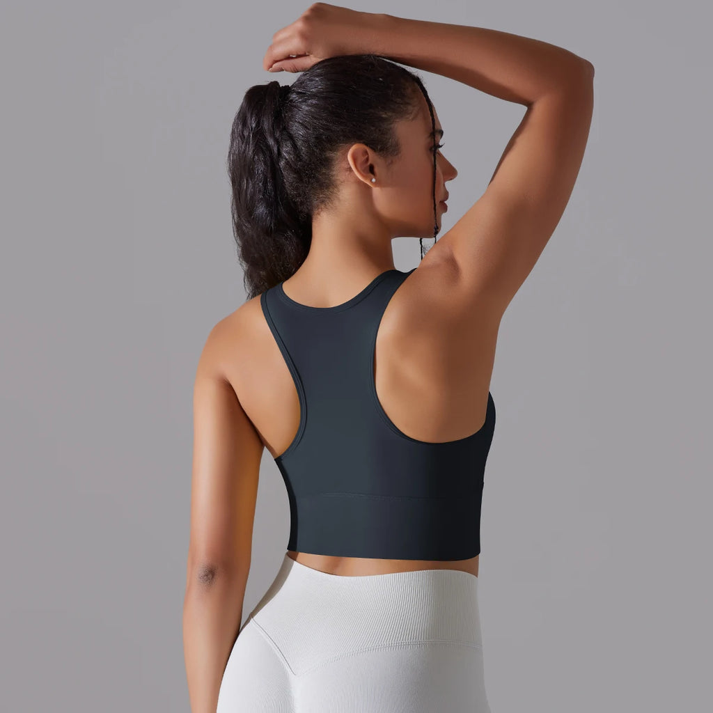 Women Nylon Sports Elastic Crop Top