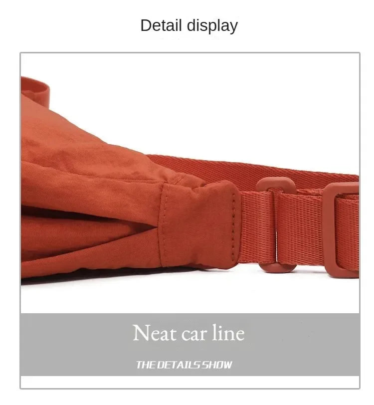 Men and Women Solid Color Chest Bag for Large Capacity Travel Crossbody Female Half Moon Bag Daily Cotton Filled Shoulder Bag