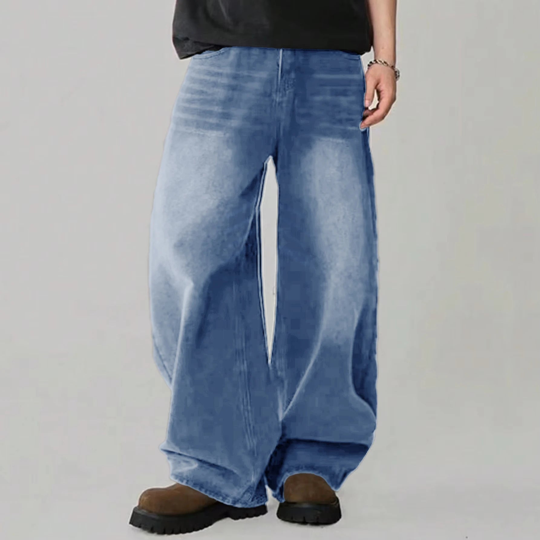 Men Korean Loose Wide Leg Jeans