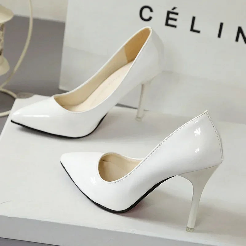 Women Nude Patent Leather Pumps
