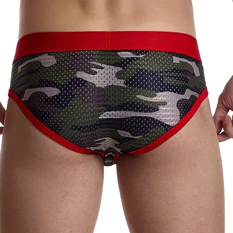 Low Rise Mesh Camouflage Underwear for Men
