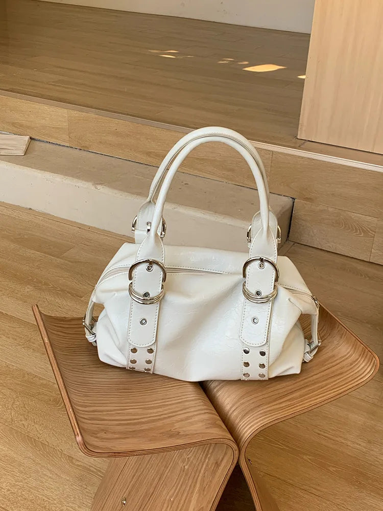 Rivet PU Leather Motorcycle Shoulder Bag for Women