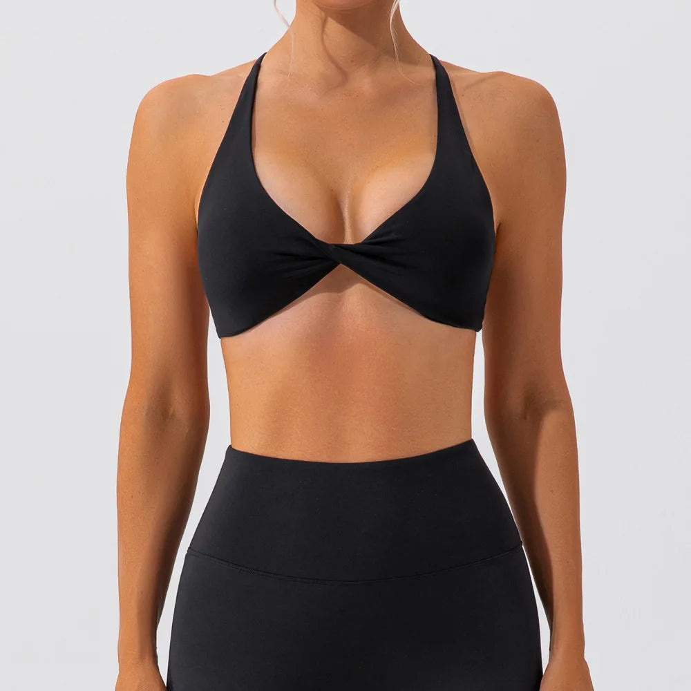 Women Crease Sports Bra Breathable Yoga Fitness Top