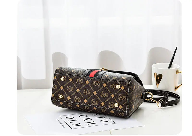 Luxury Monogram Leather Shoulder Tote Bag for Women