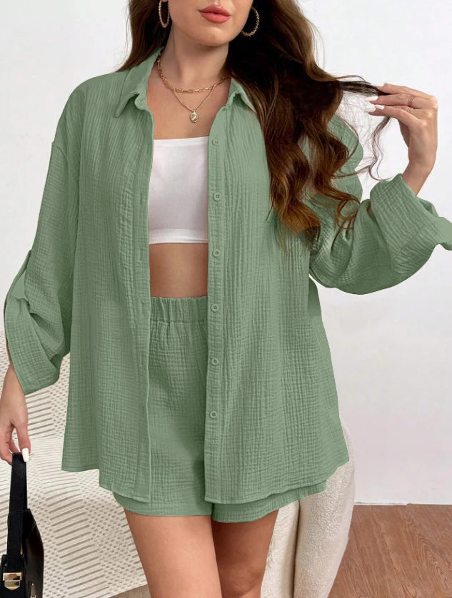 Women Casual 2 Piece Set Loose Top and Shorts Summer Outfit