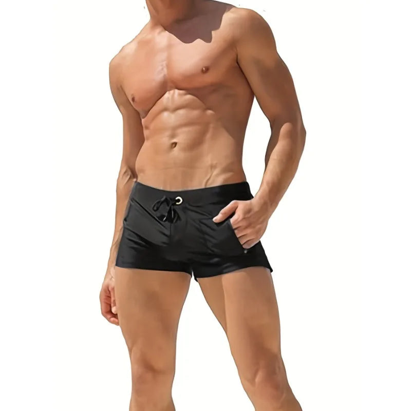 Men Quick Dry Underwear Trunks Zipper Pocket Shorts
