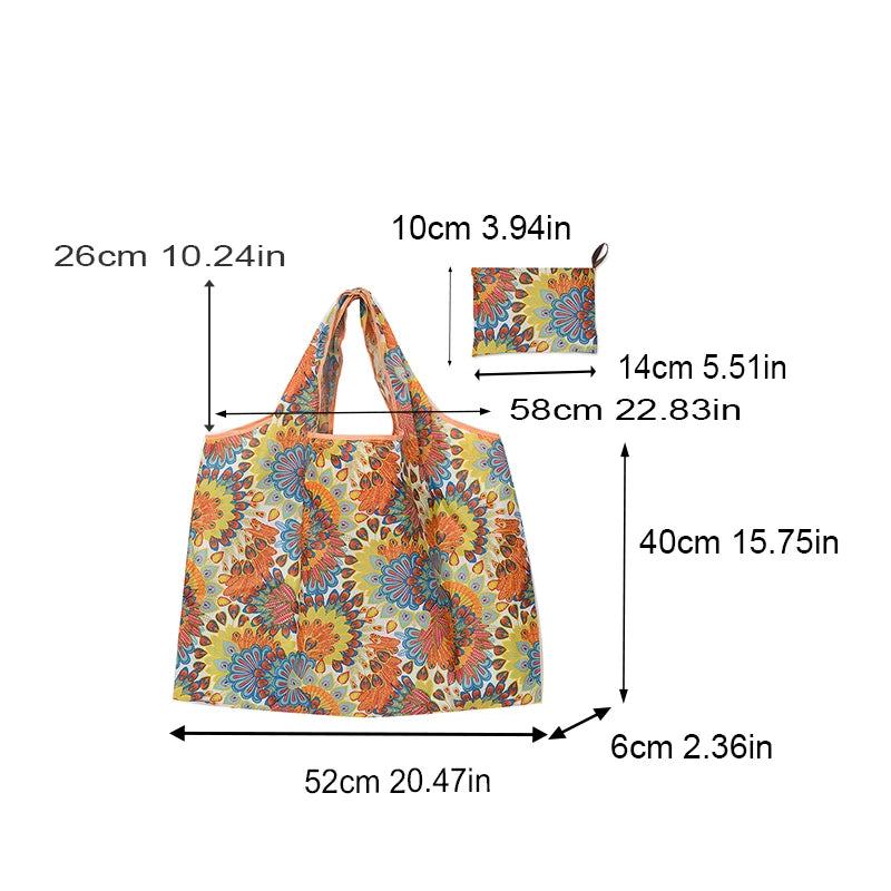 Large Capacity Foldable Waterproof Grocery Shopping Shoulder Bag