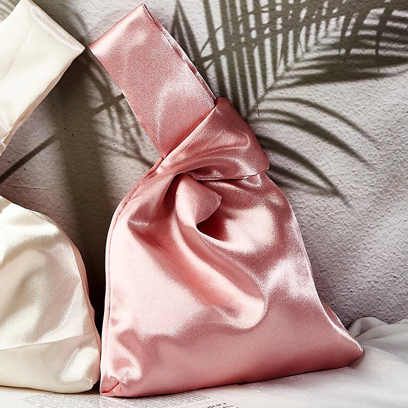 Vintage Silk Knot Wrist Tote Bag for Women