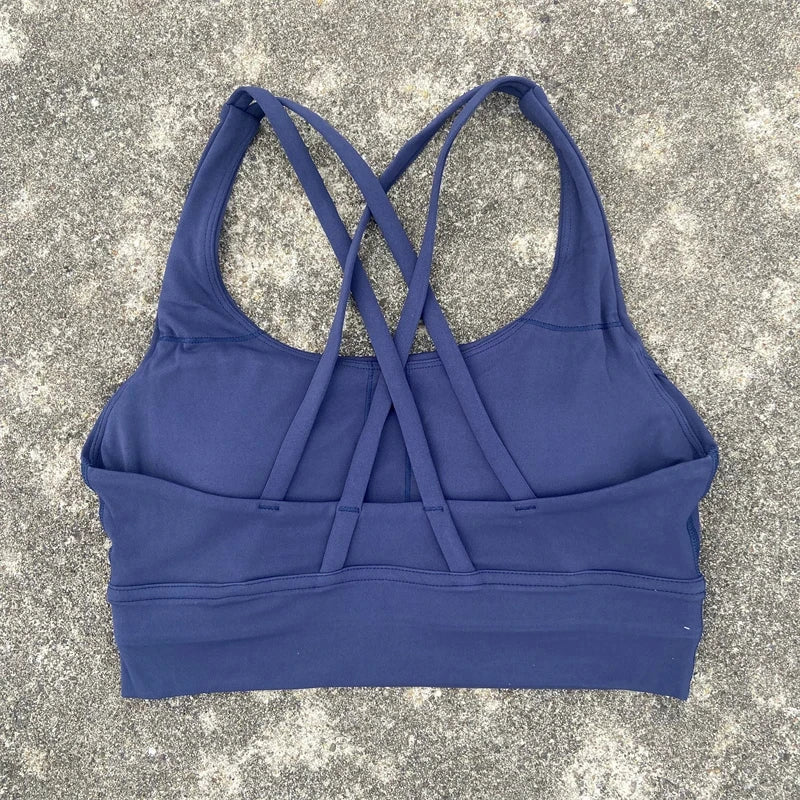 Women Cross Back Sports Bra Padded Fitness Gym Top