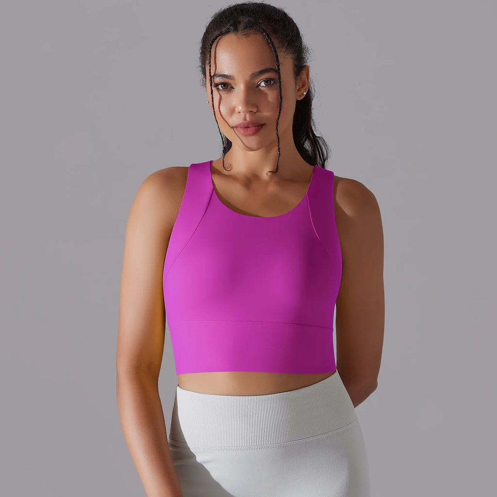 Women Nylon Sports Elastic Crop Top