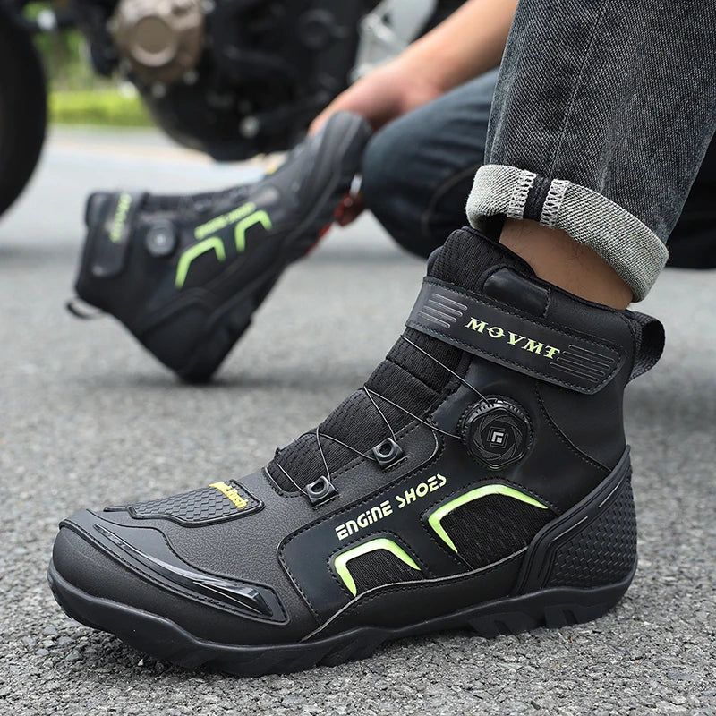 New Motorcycle Boots Men Leather Motos Breathable Anti Slip Wear-resistant Riders Boots Motorbike Racing Ankle Length Shoes